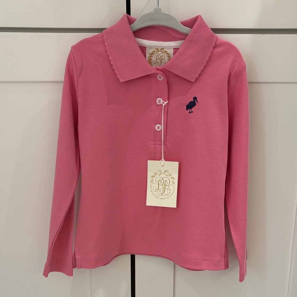 The Beaufort Bonnet Company Pink Long Sleeve Kids Polo Shirt
